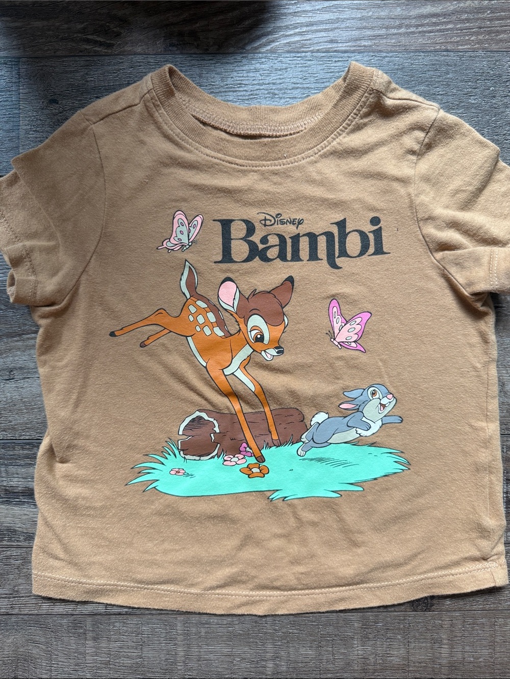 Old Navy Brown Disney Bambi Graphic Tee with Pastel Accents